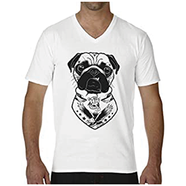 Camiseta orgánica para niños con motivo de perro Ropa Ropa para niña Tops y camisetas Blusas regalo para amigos pug pintado a mano 